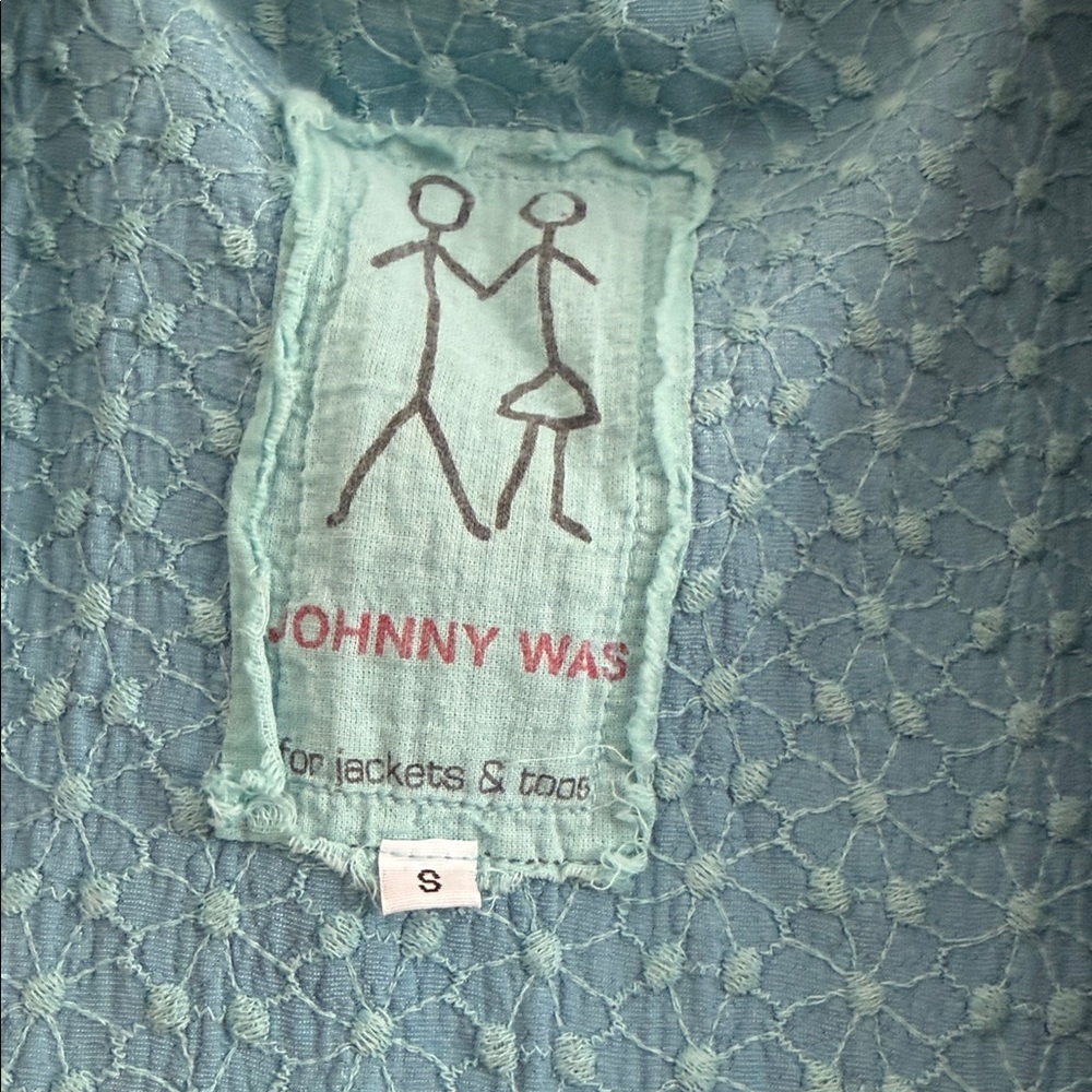 Johnny Was Light Teal Lace Kimono - Picture 2 of 5